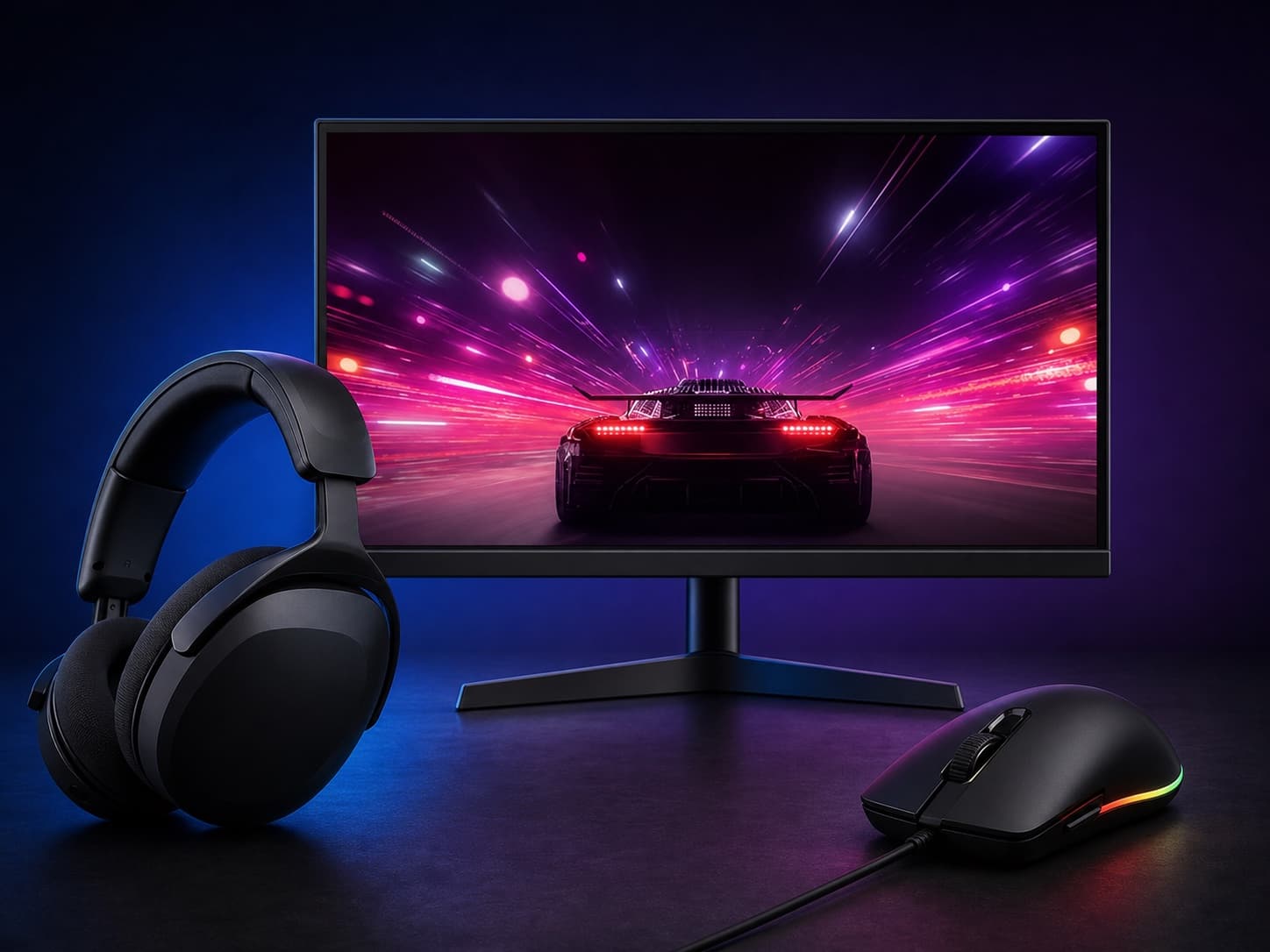Monitor, headset e mouse gamer em destaque